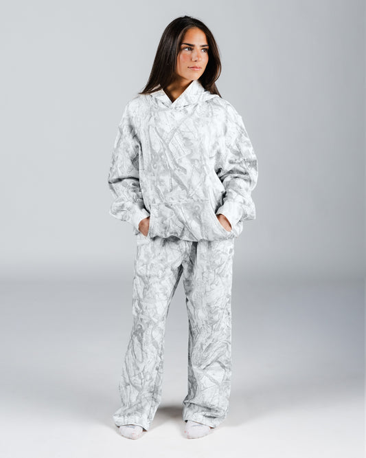 size: Model is 5'4 wearing size S | color: Snow Camo