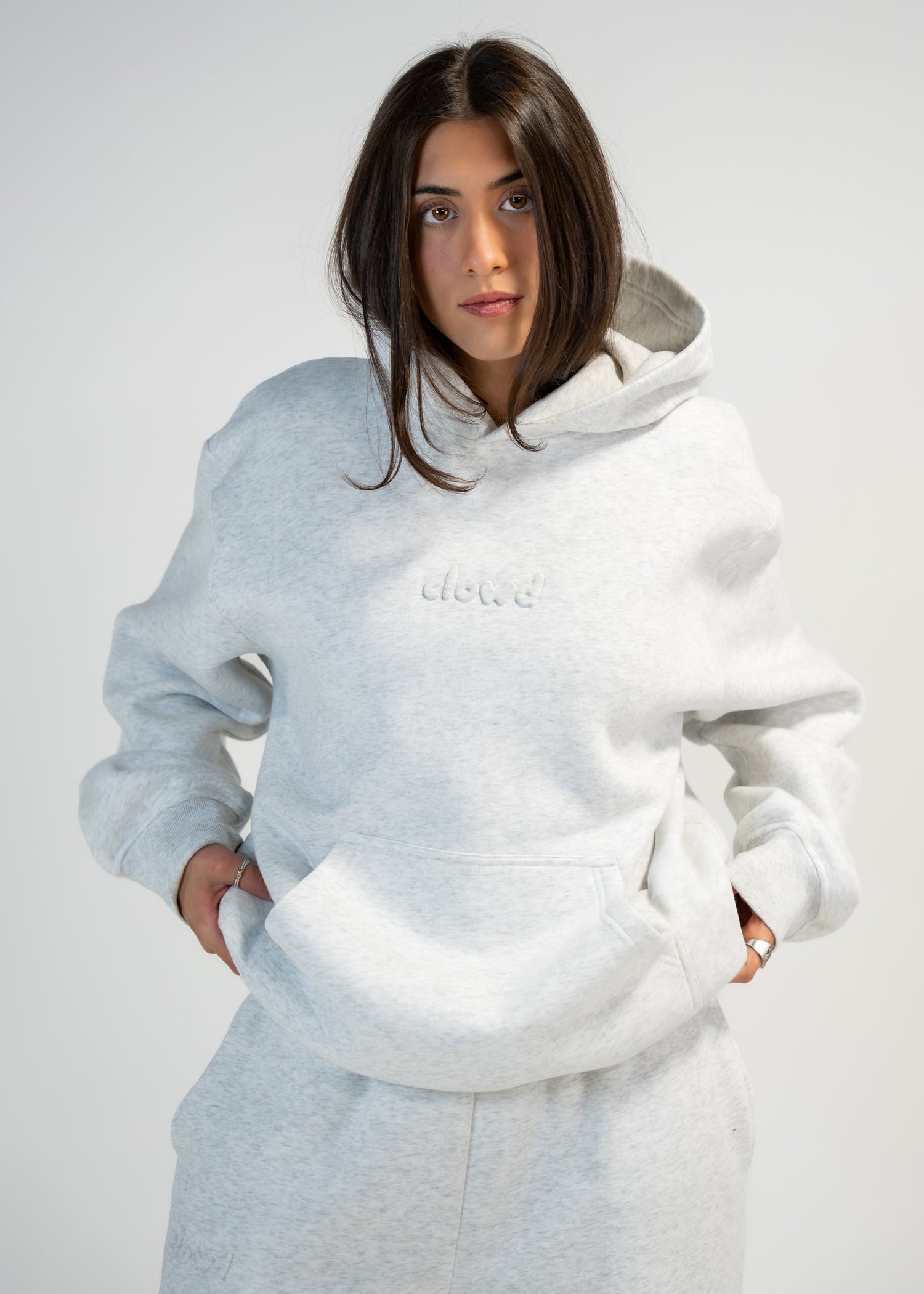 size: Mariah is 5'7 wearing size L | color: Heather Grey