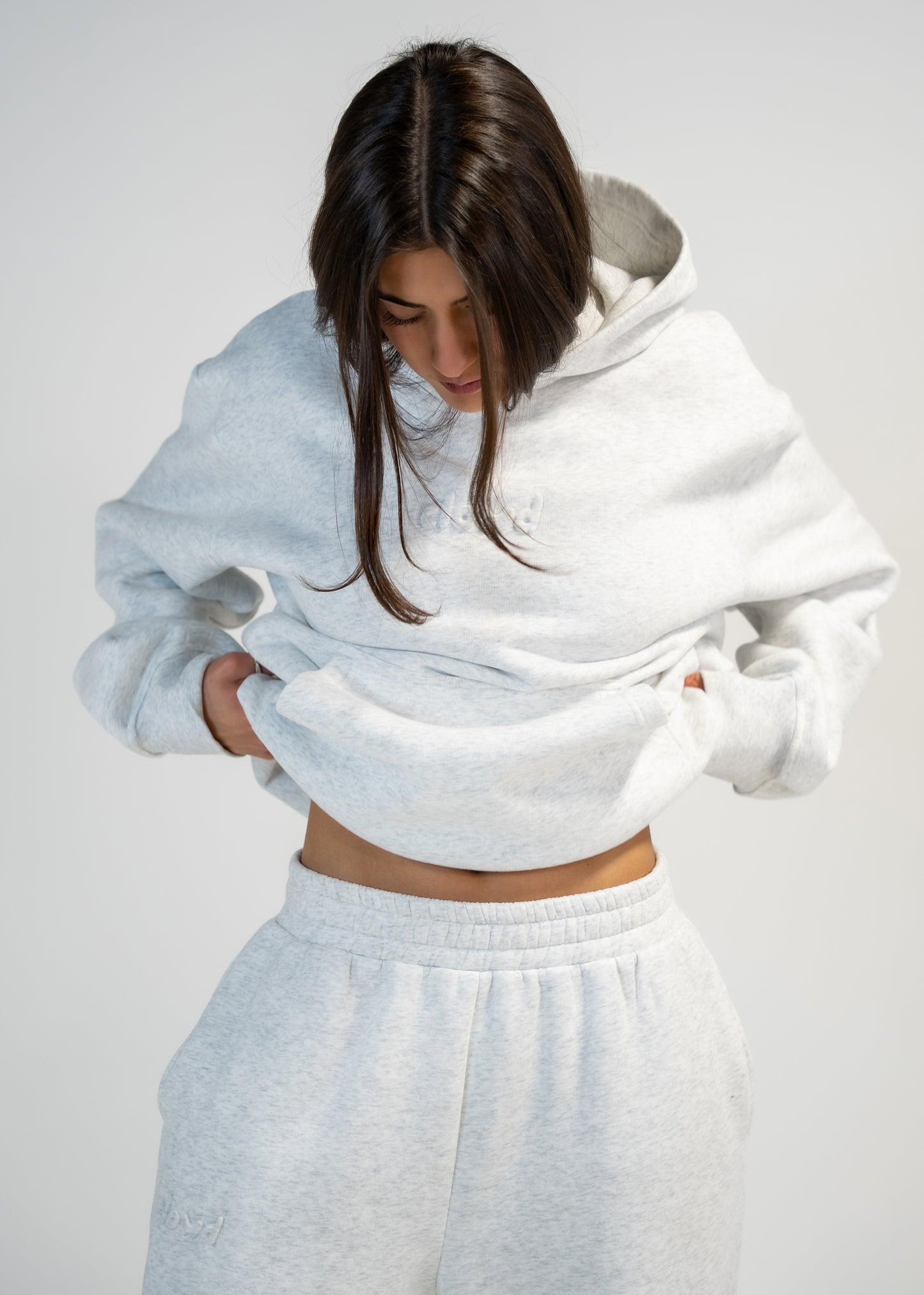 size: Mariah is 5'7 wearing size L | color: Heather Grey